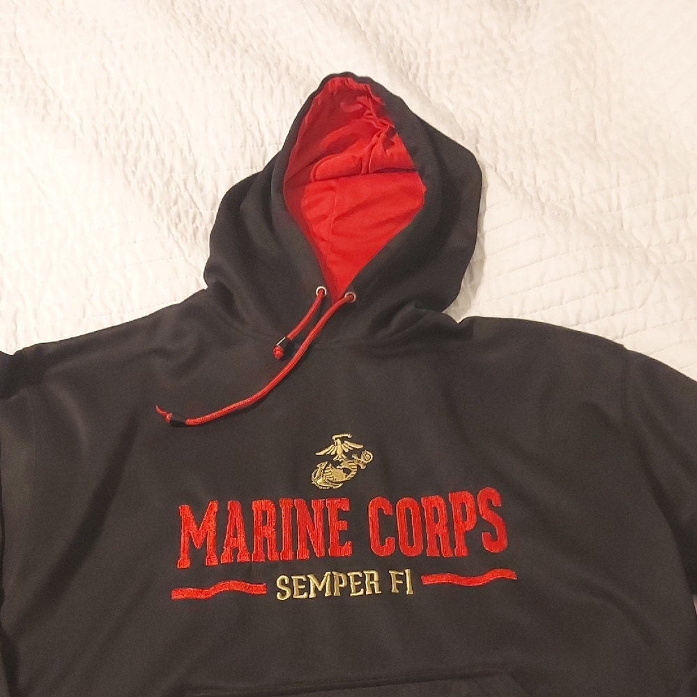 Marine Corps Black and Red Hoodie